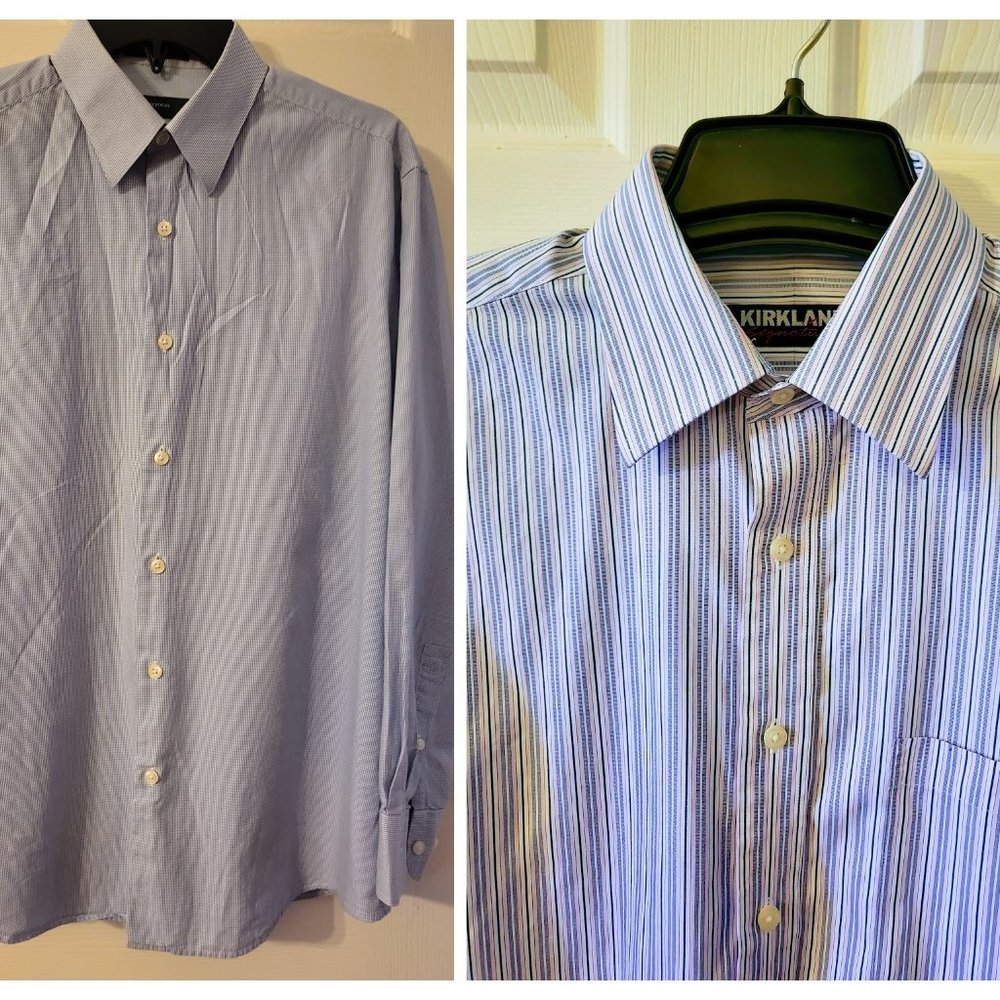 BUNDLE Men's Long-Sleeved Dress Shirts Sz 16/32-33 Perry Ellis/Kirkland EUC
